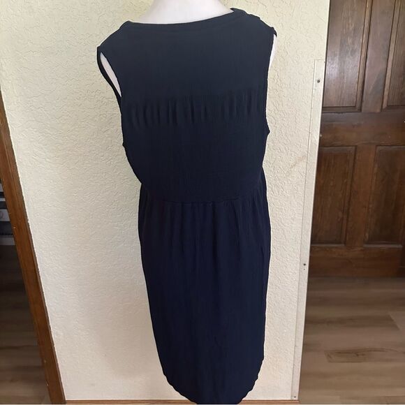 Knox Rose Womens Navy Blue Shift Dress Button Front Sleeveless V Neck Size Small - Picture 6 of 8